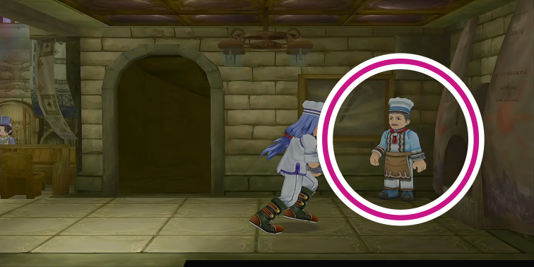 とんかつのレシピの入手方法の場所（ヘイムダール崩壊後、導きの小屋（メルトキオ地方）の中にいるコックにリーガルをパーティトップにして話しかける）【テイルズオブシンフォニア】