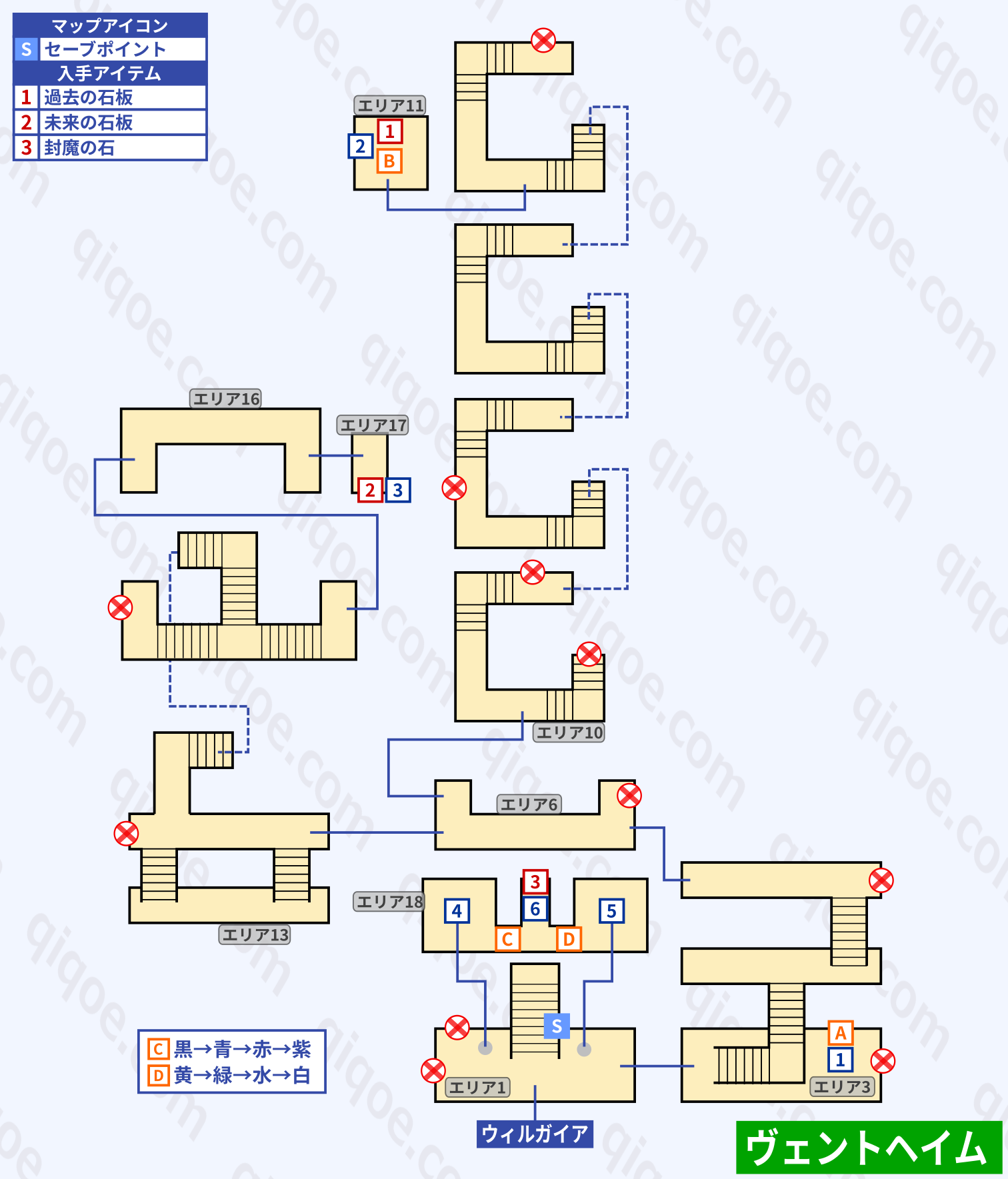 サブイベント「禁書の記憶」のヴェントヘイムのマップ【テイルズオブシンフォニア】