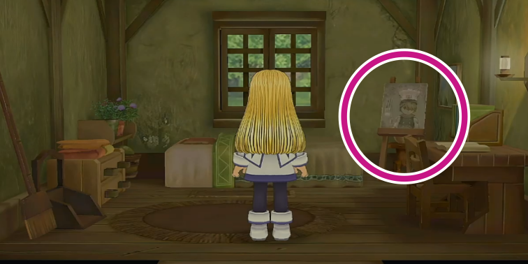 クリームシチューのレシピの入手方法の場所（【期間限定】ヘイムダールの族長の家の右奥の部屋にある、絵画のオブジェを調べる）【テイルズオブシンフォニア】