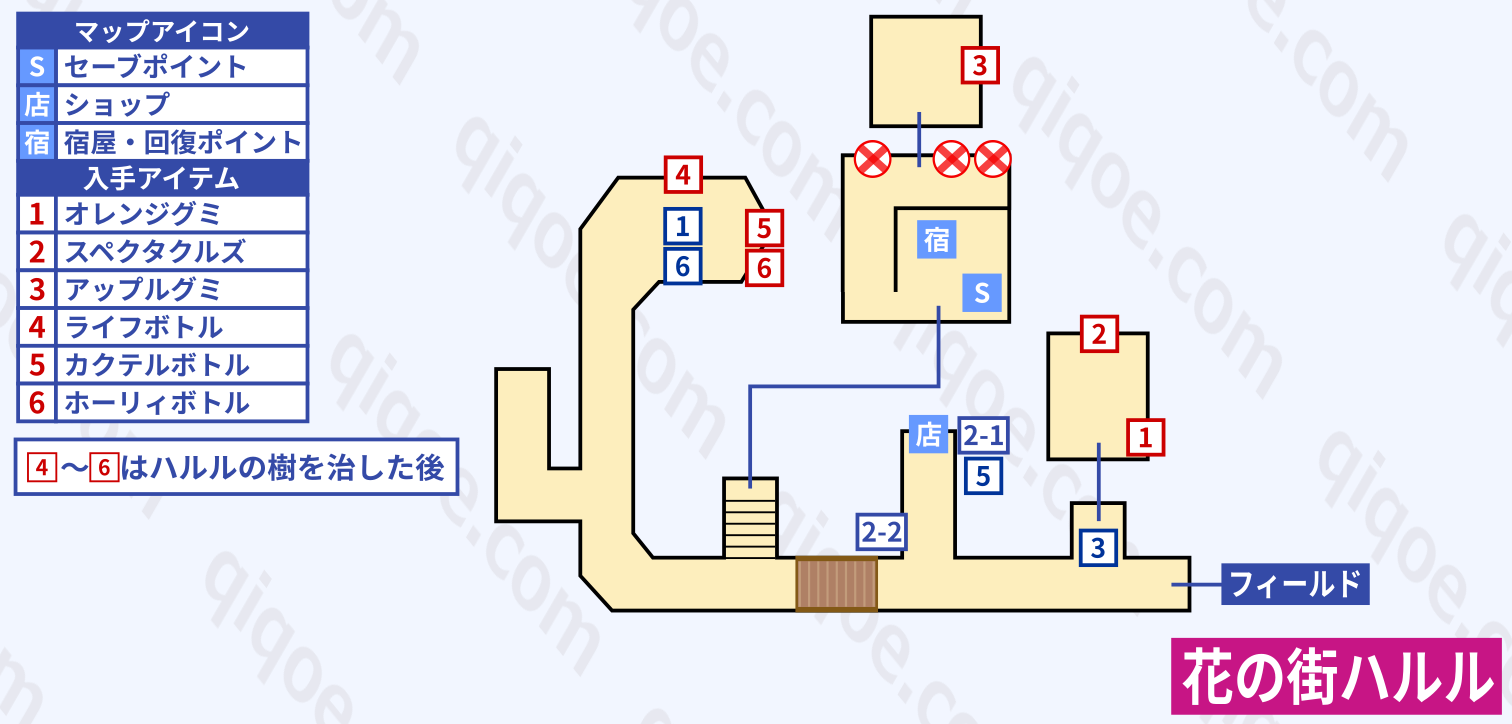 メインストーリーのチャート3の花の街ハルル（第一部）の攻略マップ【テイルズオブヴェスペリア】
